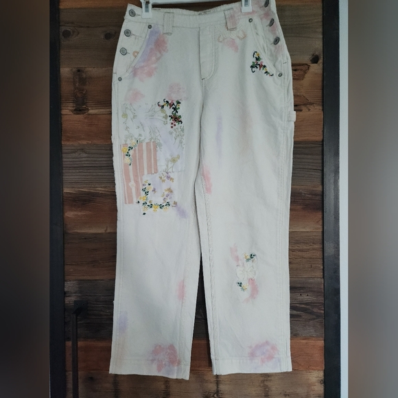 Free People Patchwork & Embroidered Love Alive High Rise Boyfriend Jean Size 29 - Picture 2 of 7